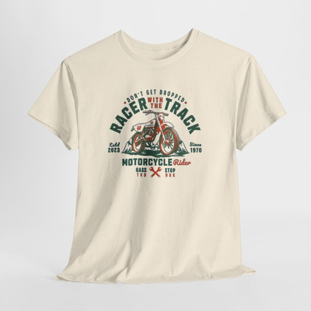 Motorcycle Racer Tee — "Racer the Track" Vintage Bike Graphic T-Shirt