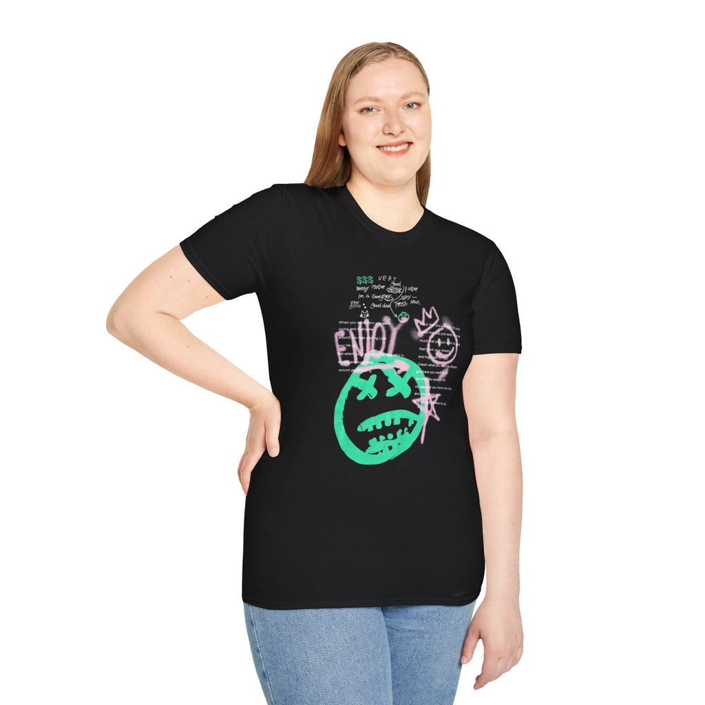 Enjoy Graffiti Smiley T-Shirt — Neon Streetwear Tee