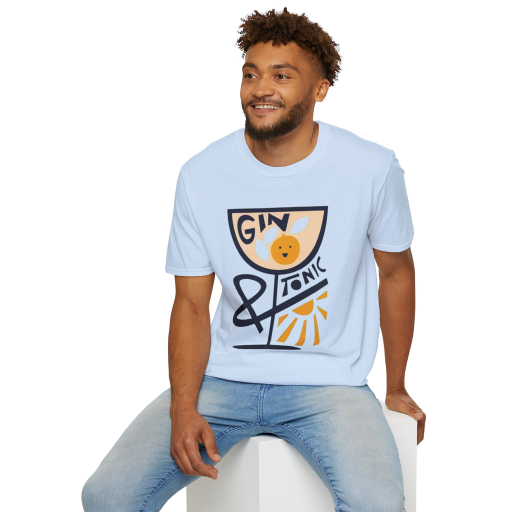 Gin & Tonic Graphic T-Shirt — Retro Cocktail Tee with Orange Slice