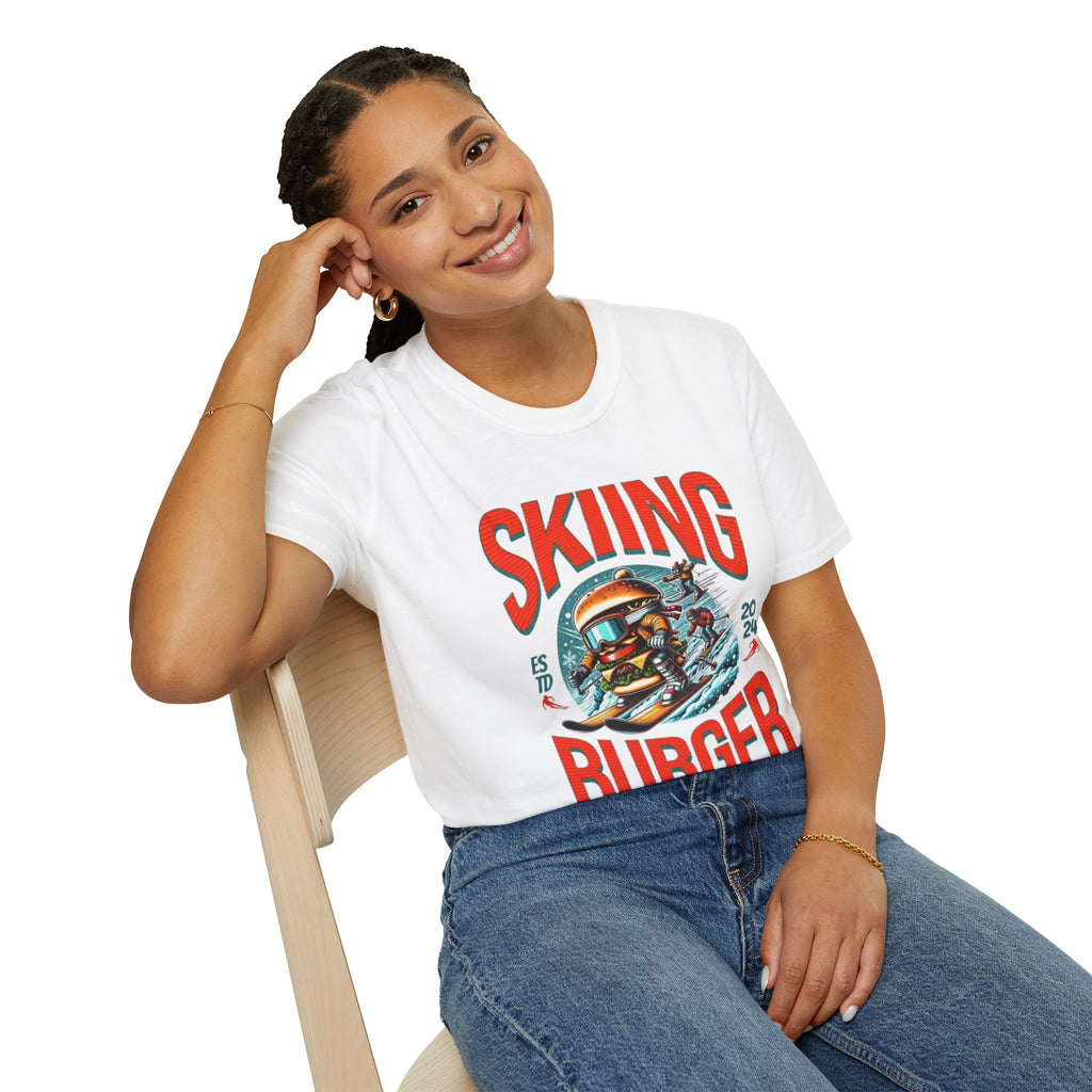 Skiing Burger T-Shirt — Retro Ski Helmet Graphic Tee