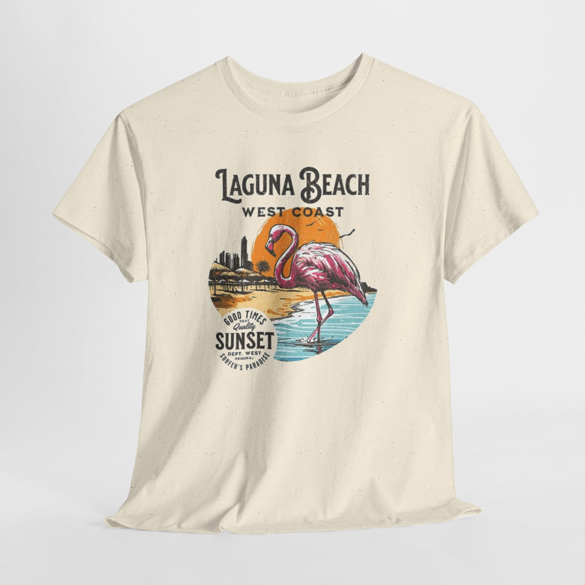 Laguna Beach West Coast Flamingo Sunset Tee