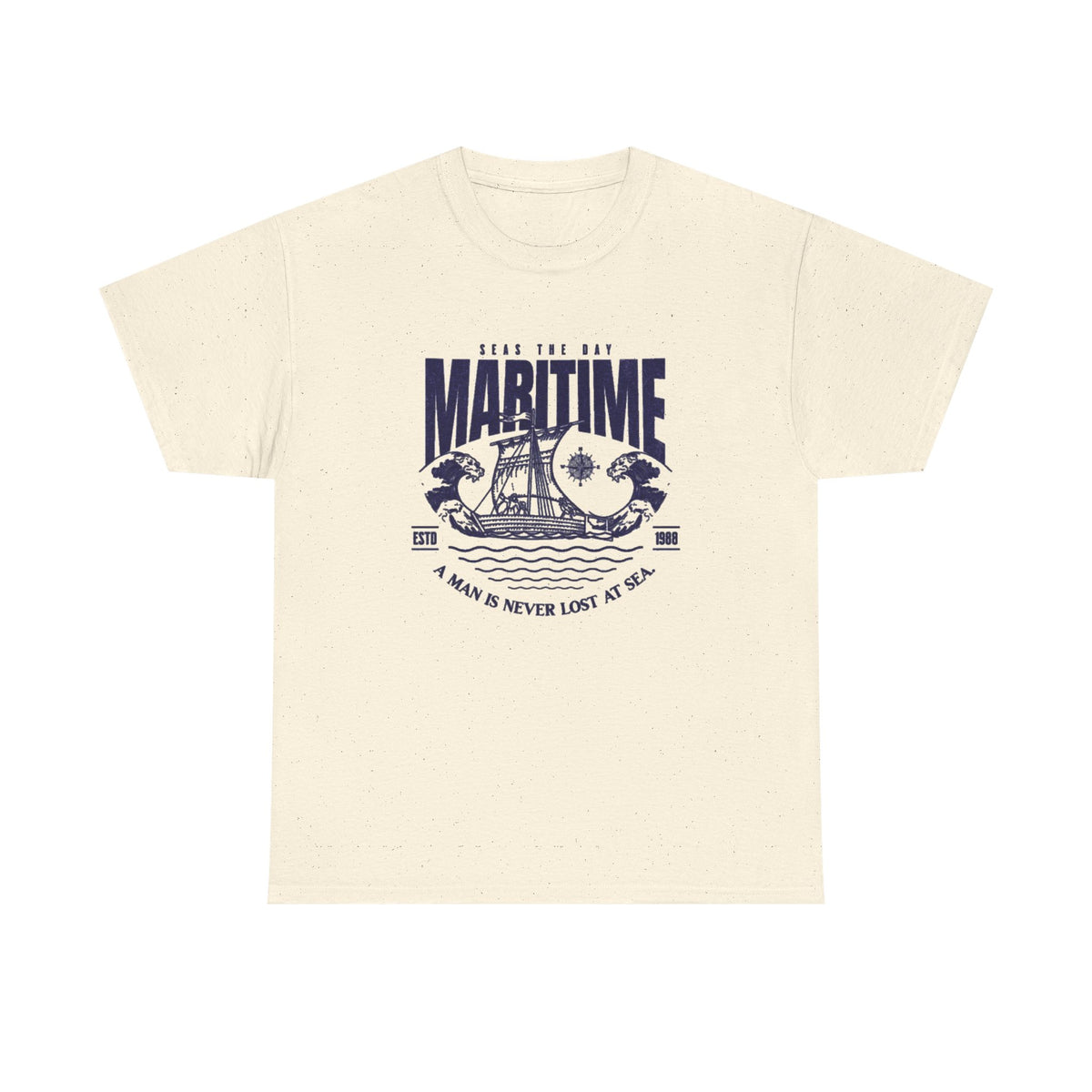 Maritime Crew Tee - Vintage Ship Graphic "A Man is Never Lost at Sea"
