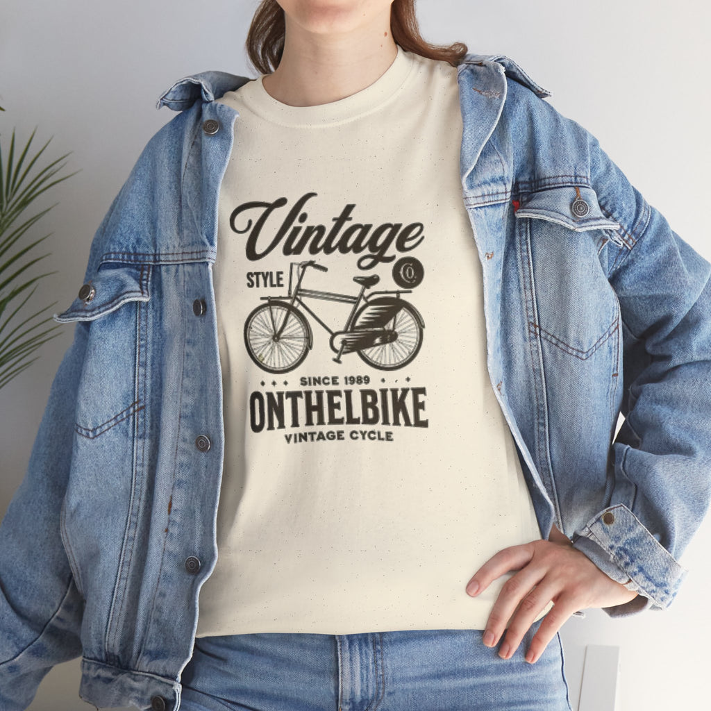 Vintage Bicycle Tee - "Vintage On The Bike" Retro Cycling Graphic T-Shirt