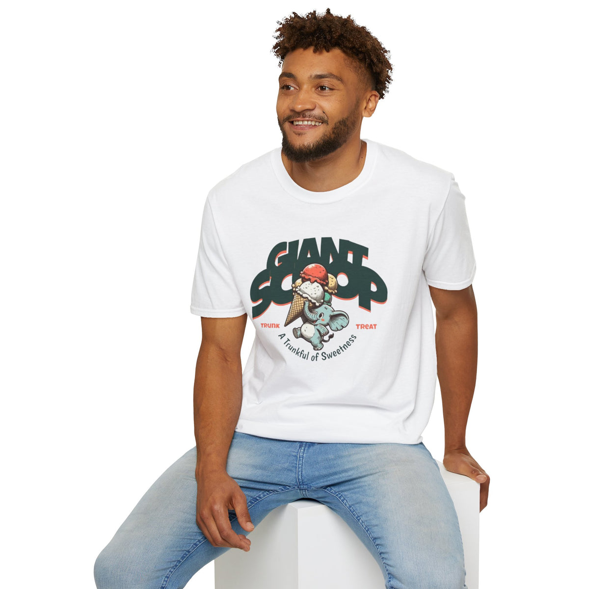 T-Shirt — 'Giant Scoop' Cute Elephant Ice Cream Graphic Tee