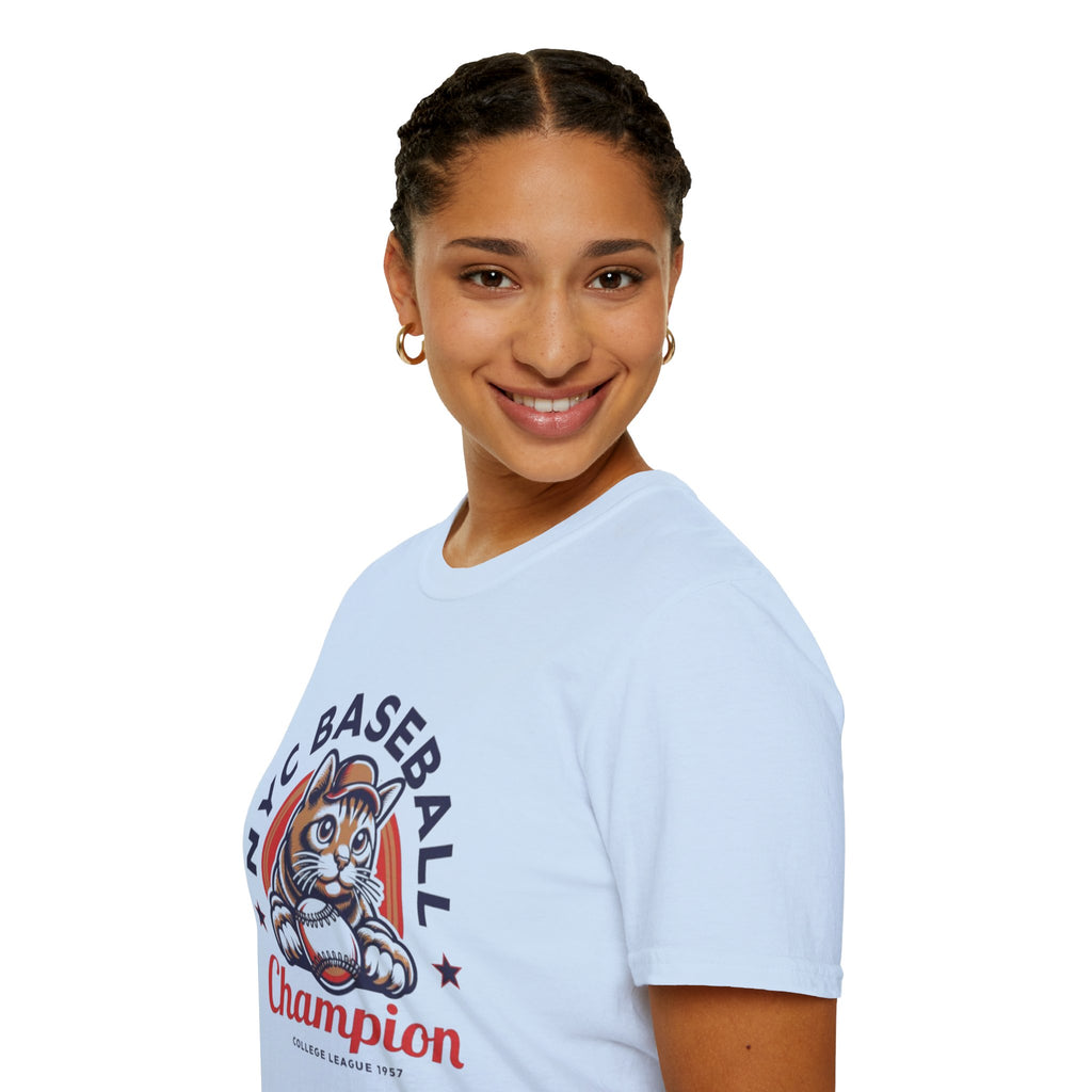 NYC Baseball Cat T‑Shirt — 'Champion' Vintage Team Tee