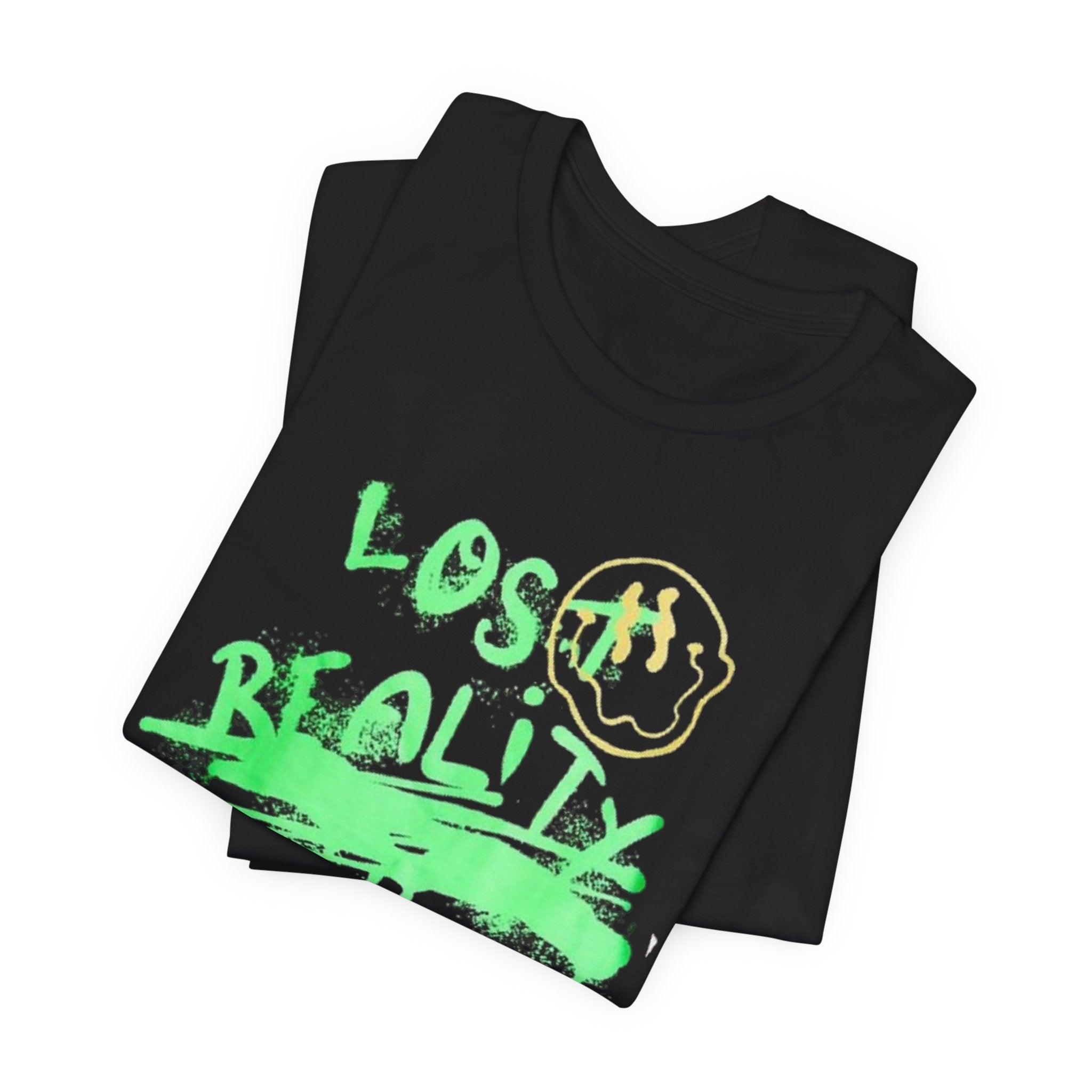 Lost Reality Graphic Tee — Neon Green Drip Streetwear Graffiti T-Shirt