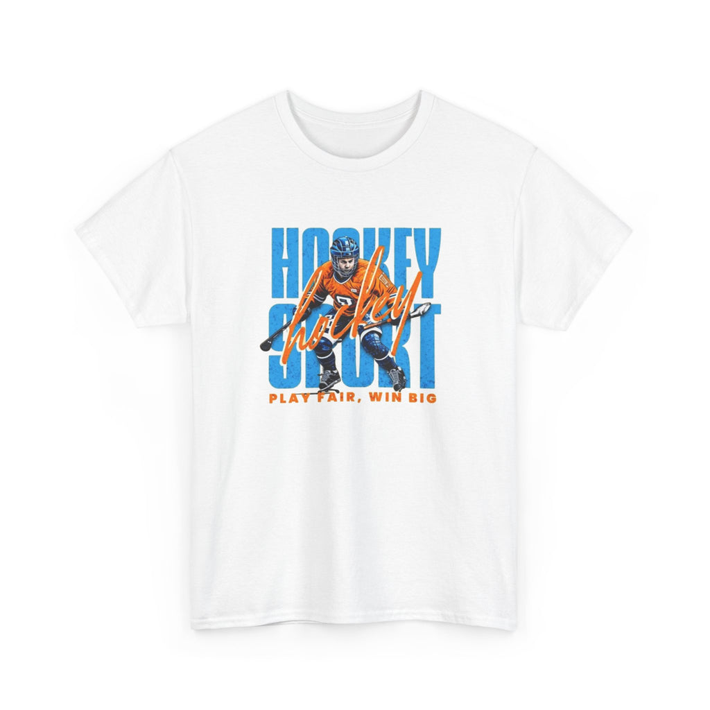 Hockey Spirit Tee — 'Play Fair, Win Big' Retro Hockey Player T-Shirt