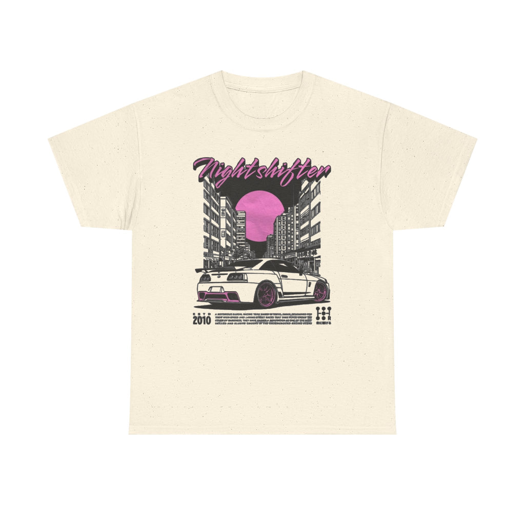 Night Shifter Tee — Retro Neon Racecar Streetwear