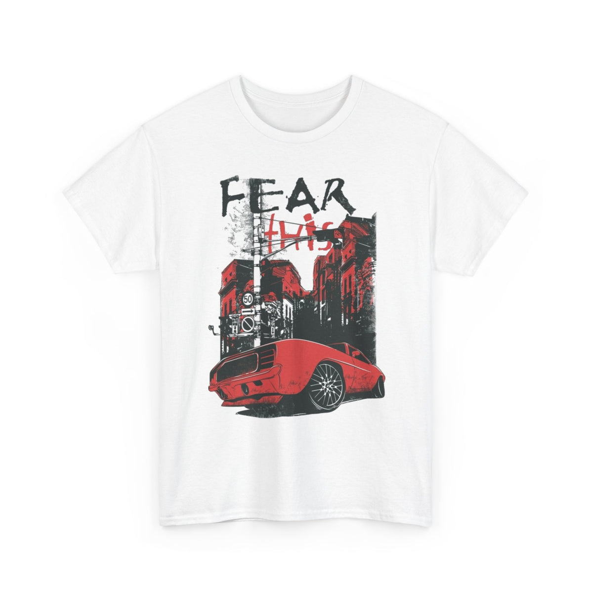 Retro Red Muscle Car City Street Racing T‑Shirt