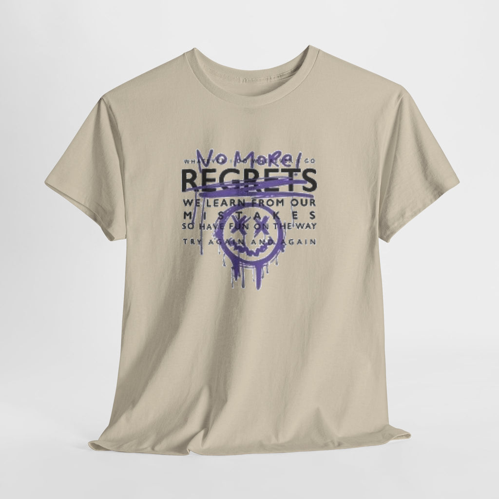 No More Regrets Tee — Grunge Drip Smile Graphic T-Shirt