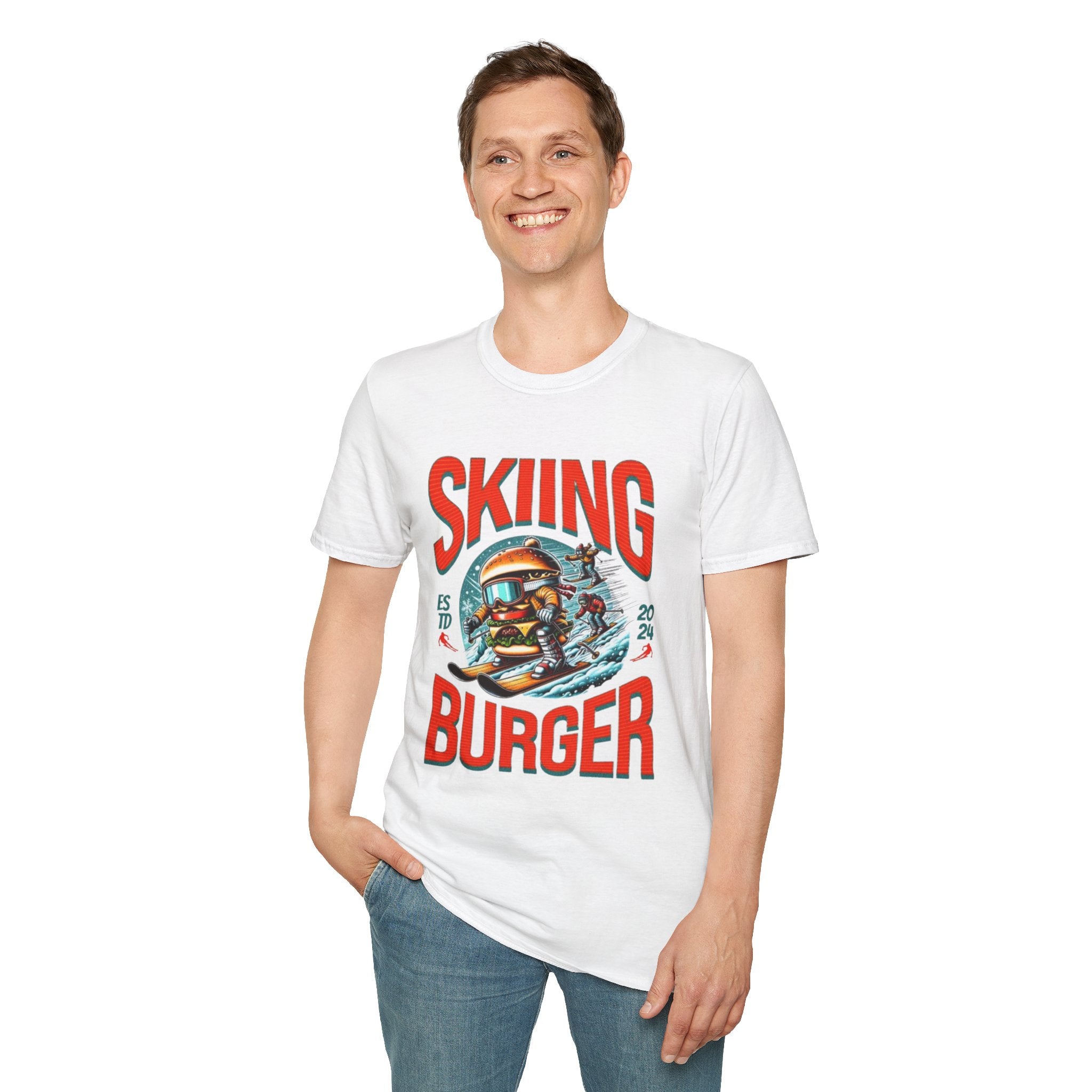 Skiing Burger T-Shirt — Retro Ski Helmet Graphic Tee