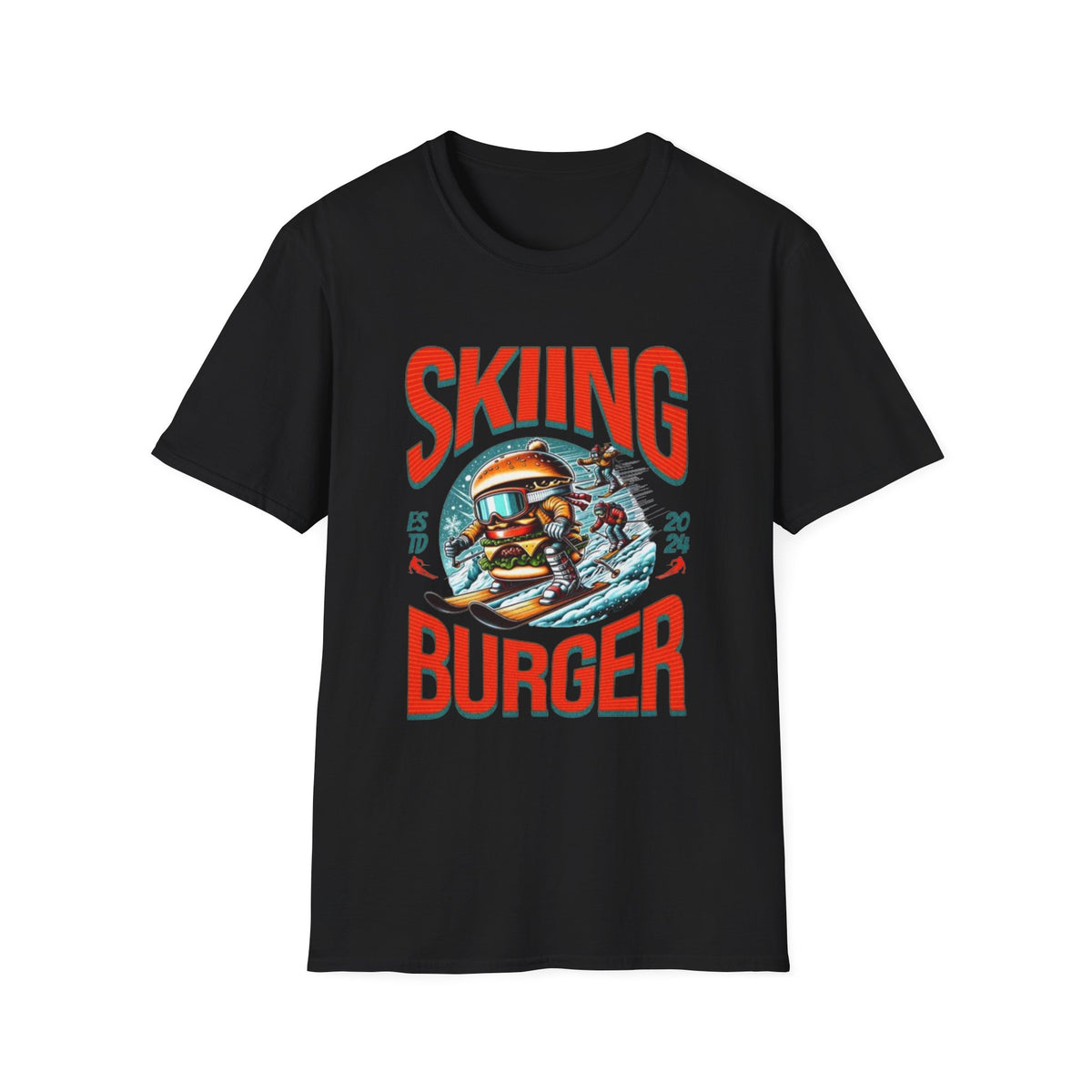 Skiing Burger T-Shirt — Retro Ski Helmet Graphic Tee