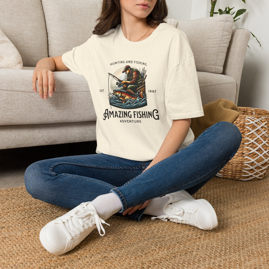 Fishing Adventure T‑Shirt — "Hunting and Fishing" Vintage Angler Graphic (Est. 1987)
