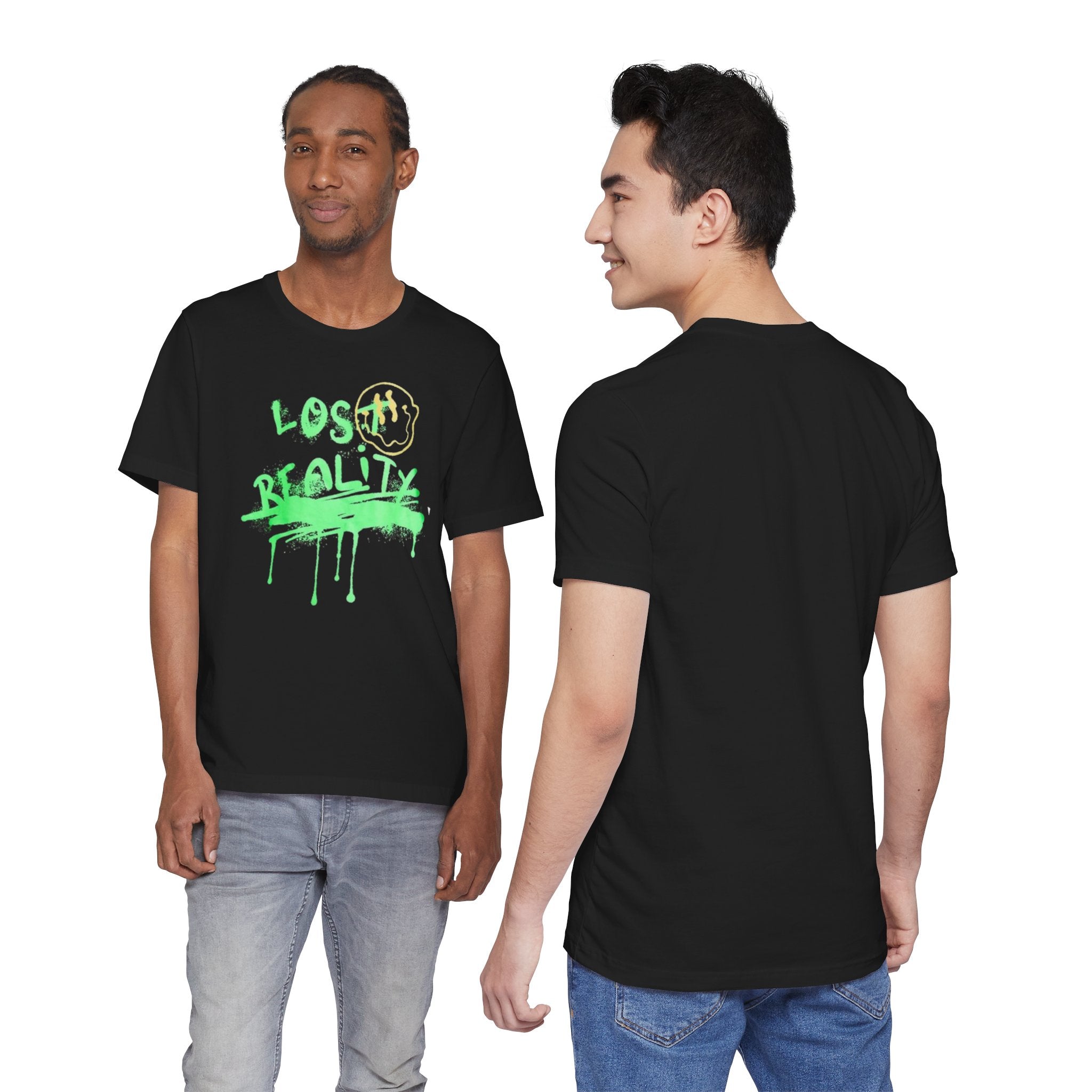 Lost Reality Graphic Tee — Neon Green Drip Streetwear Graffiti T-Shirt