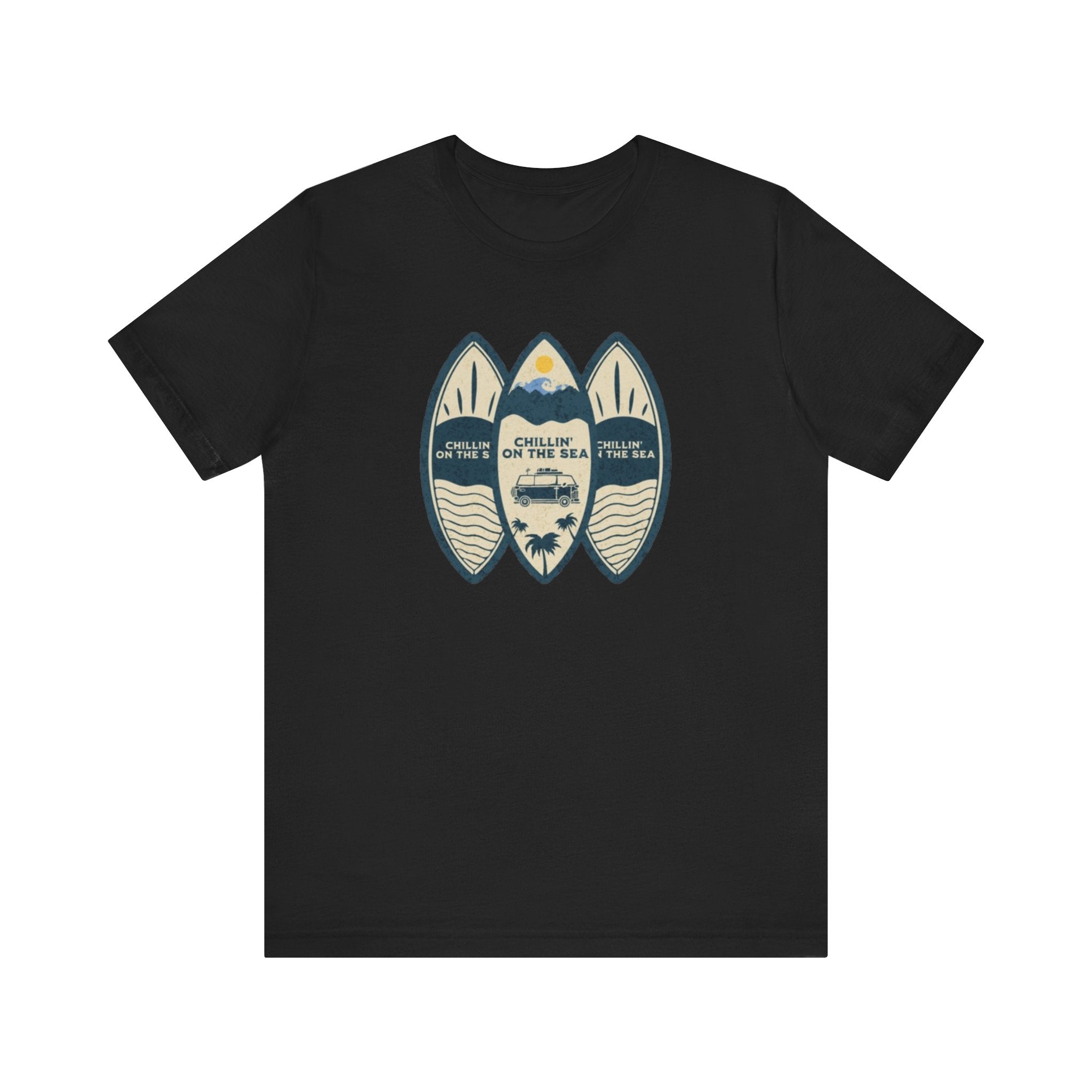 Surfboard Beach Tee — "Chillin' On The Sea" Coastal Graphic T-Shirt