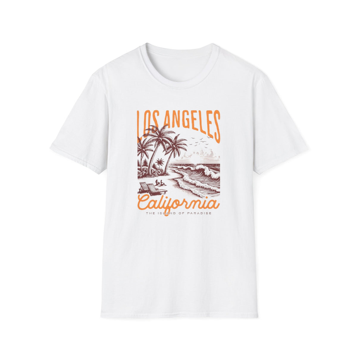 Los Angeles California Beach T-Shirt — Vintage Palm Tree Surf Sunset Tee