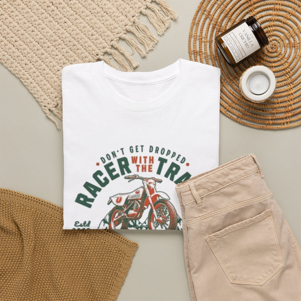 Motorcycle Racer Tee — "Racer the Track" Vintage Bike Graphic T-Shirt