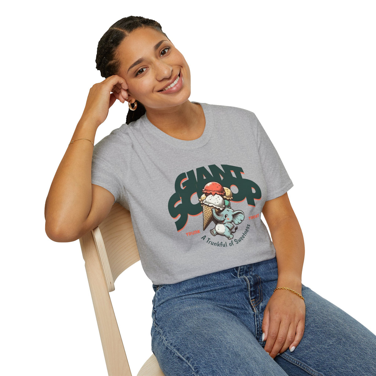 T-Shirt — 'Giant Scoop' Cute Elephant Ice Cream Graphic Tee