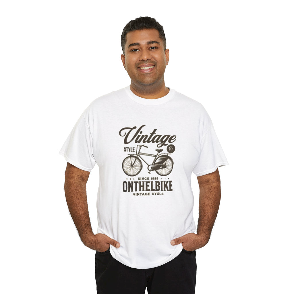 Vintage Bicycle Tee - "Vintage On The Bike" Retro Cycling Graphic T-Shirt