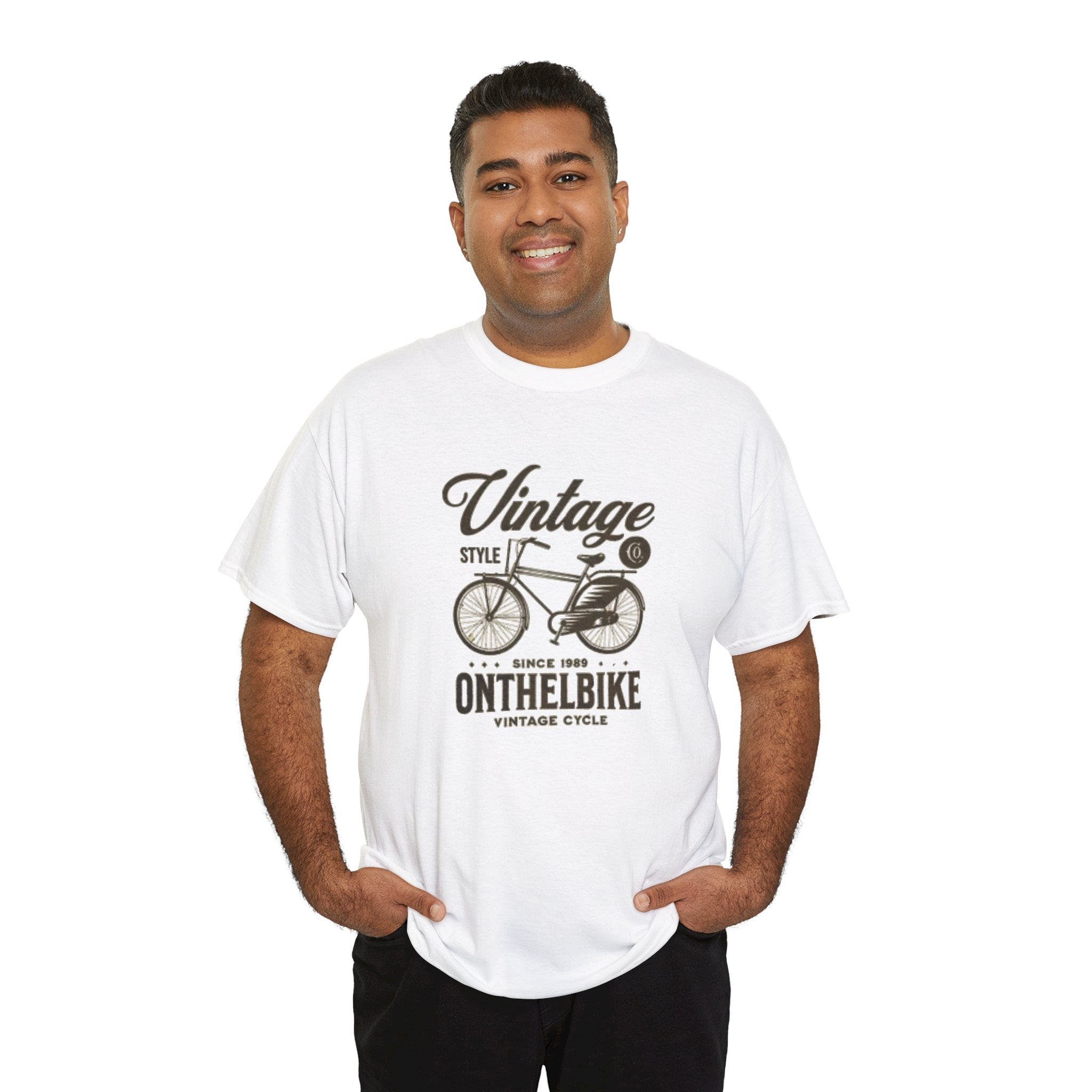 Vintage Bicycle Tee - "Vintage On The Bike" Retro Cycling Graphic T-Shirt
