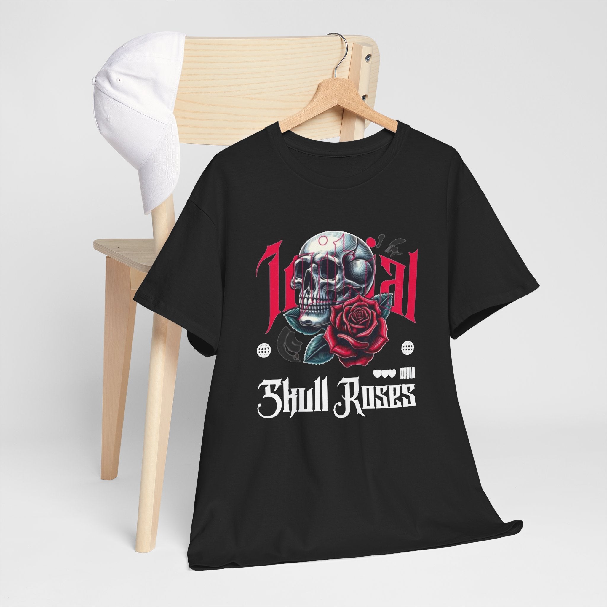 Skull Roses T-Shirt — Gothic Skull & Red Rose Graphic Tee