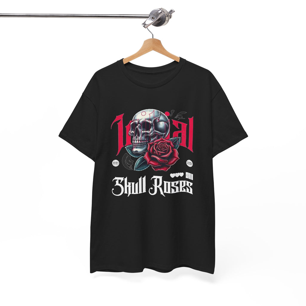 Skull Roses T-Shirt — Gothic Skull & Red Rose Graphic Tee