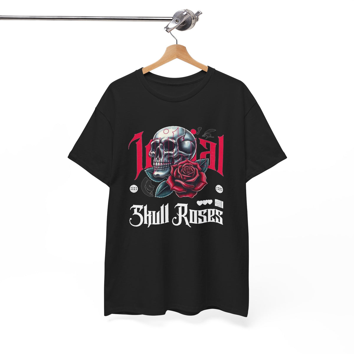 Skull Roses T-Shirt — Gothic Skull & Red Rose Graphic Tee