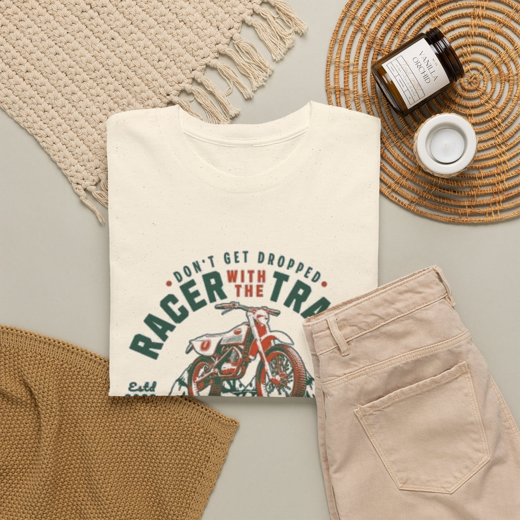 Motorcycle Racer Tee — "Racer the Track" Vintage Bike Graphic T-Shirt