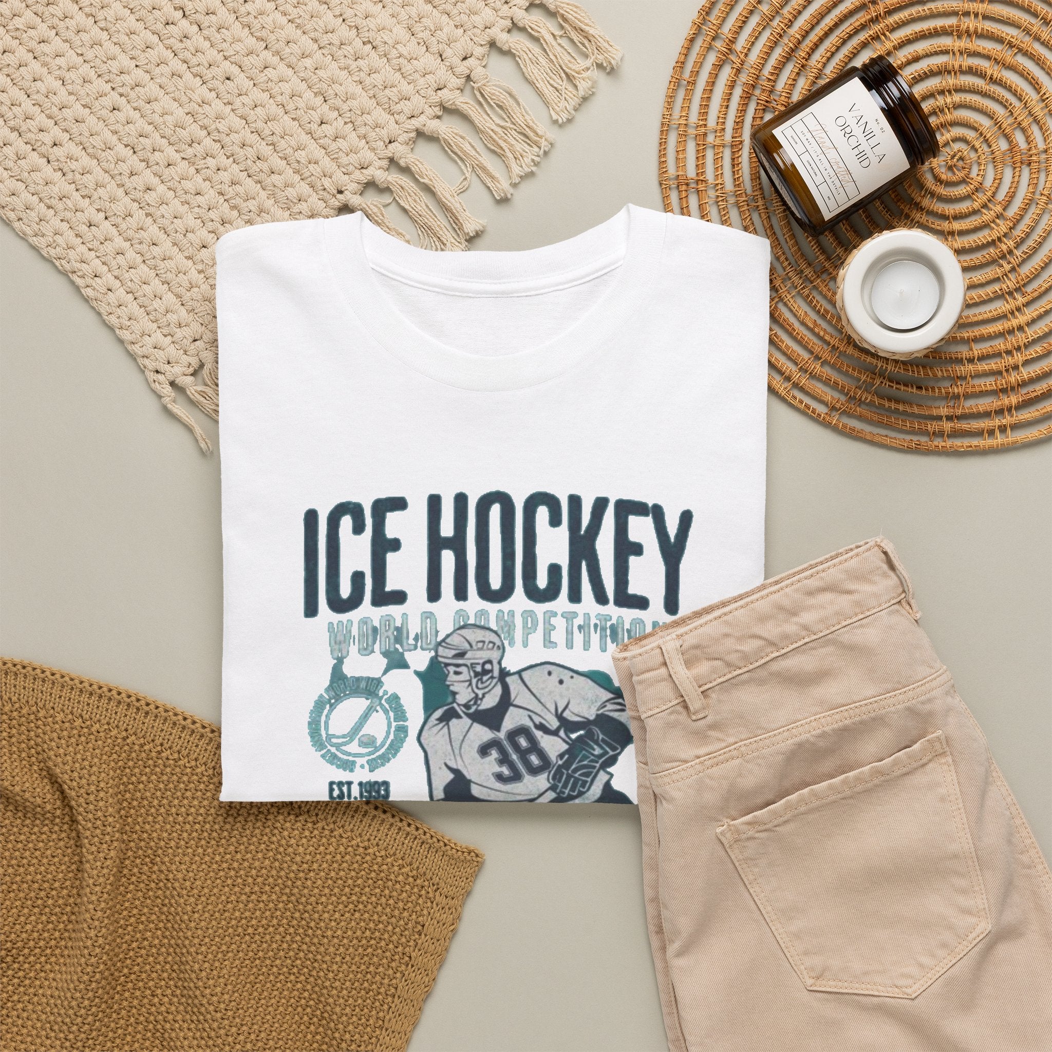 Ice Hockey Player Vintage Graphic Tee