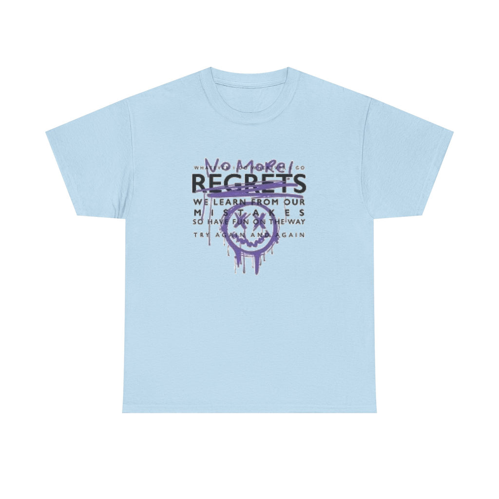 No More Regrets Tee — Grunge Drip Smile Graphic T-Shirt