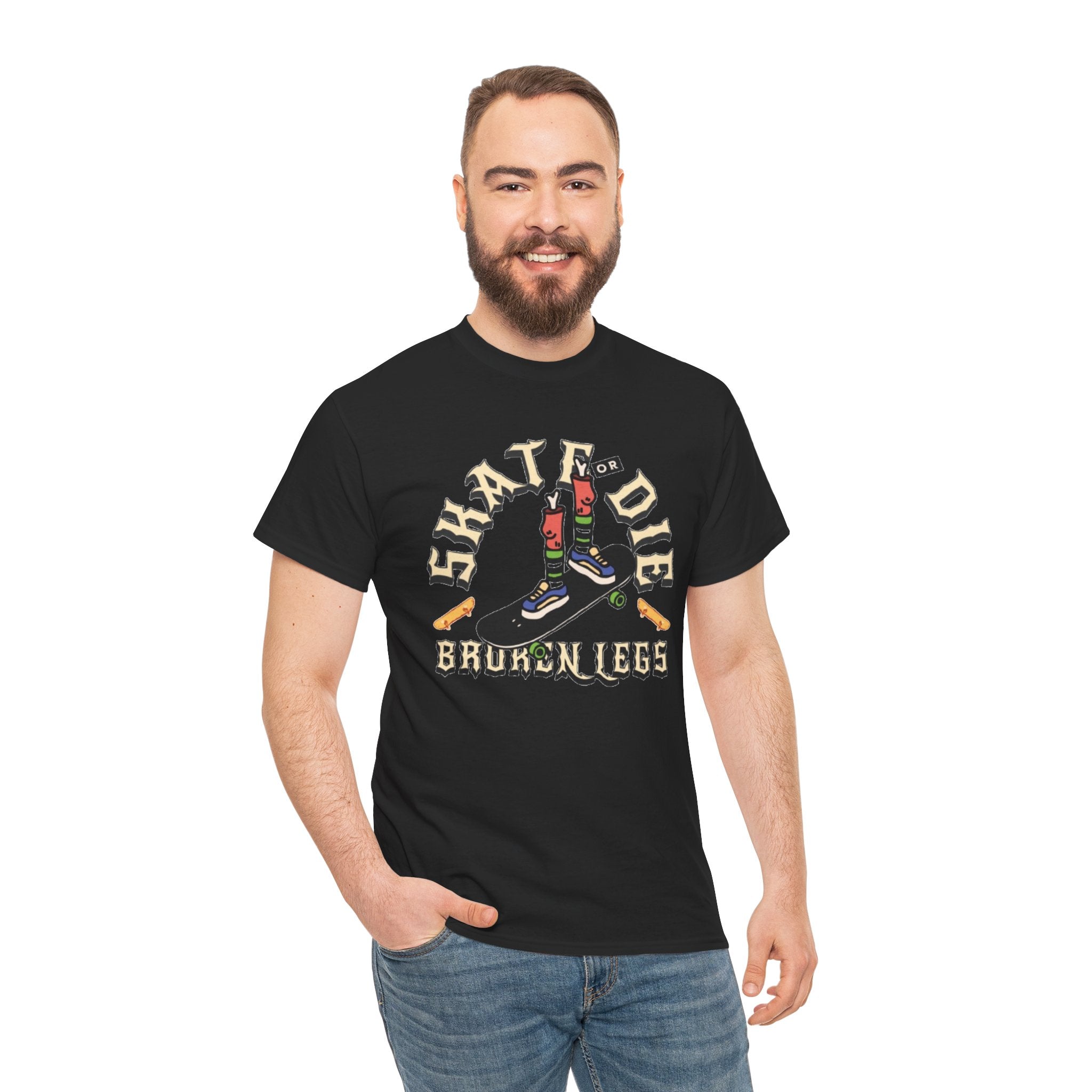 Skate or Die Broken Legs Graphic Tee - Vintage Skateboard Shirt