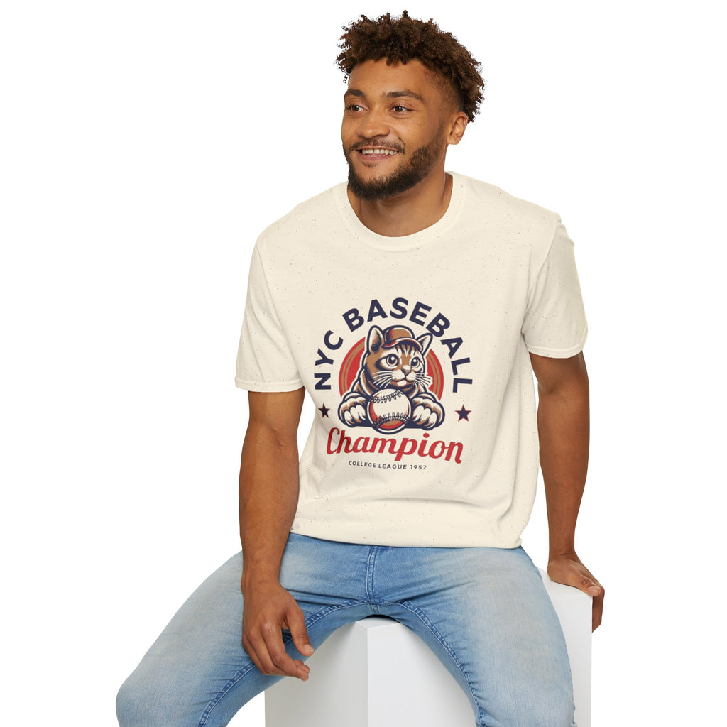 NYC Baseball Cat T‑Shirt — 'Champion' Vintage Team Tee