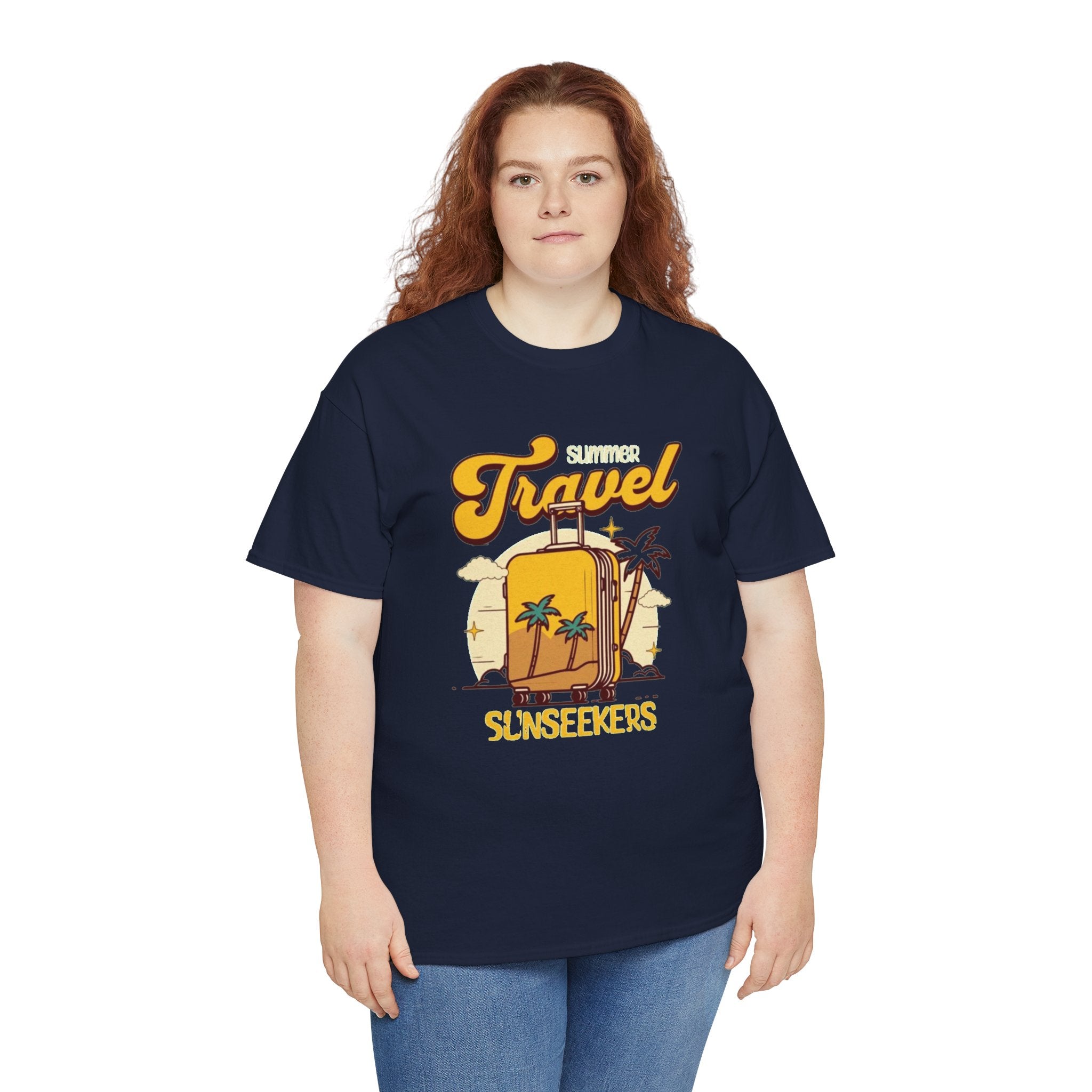 Travel Sunseekers T‑Shirt — Retro Backpack Beach Vacation Tee