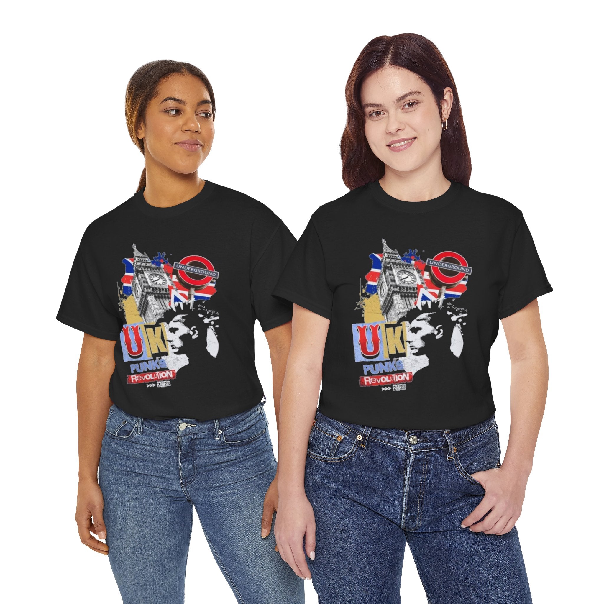 UK Punk Revolution Graphic Tee — Union Jack London Icons T‑Shirt