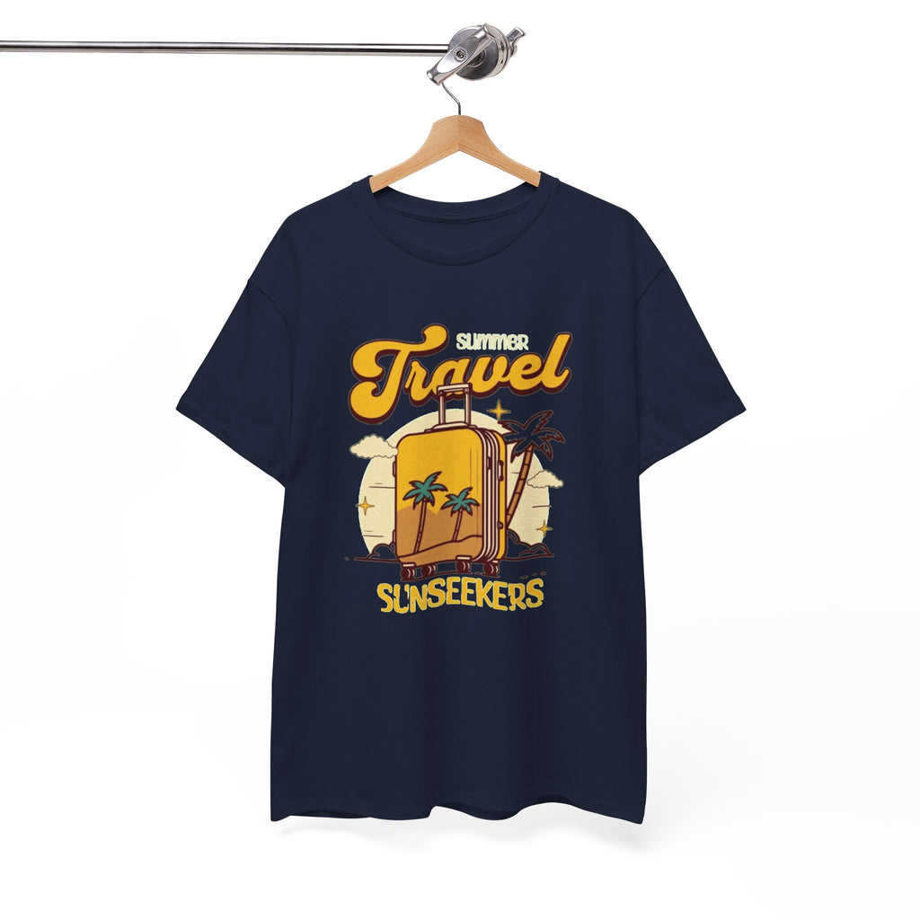 Travel Sunseekers T‑Shirt — Retro Backpack Beach Vacation Tee