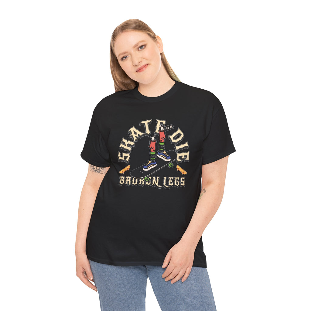 Skate or Die Broken Legs Graphic Tee - Vintage Skateboard Shirt
