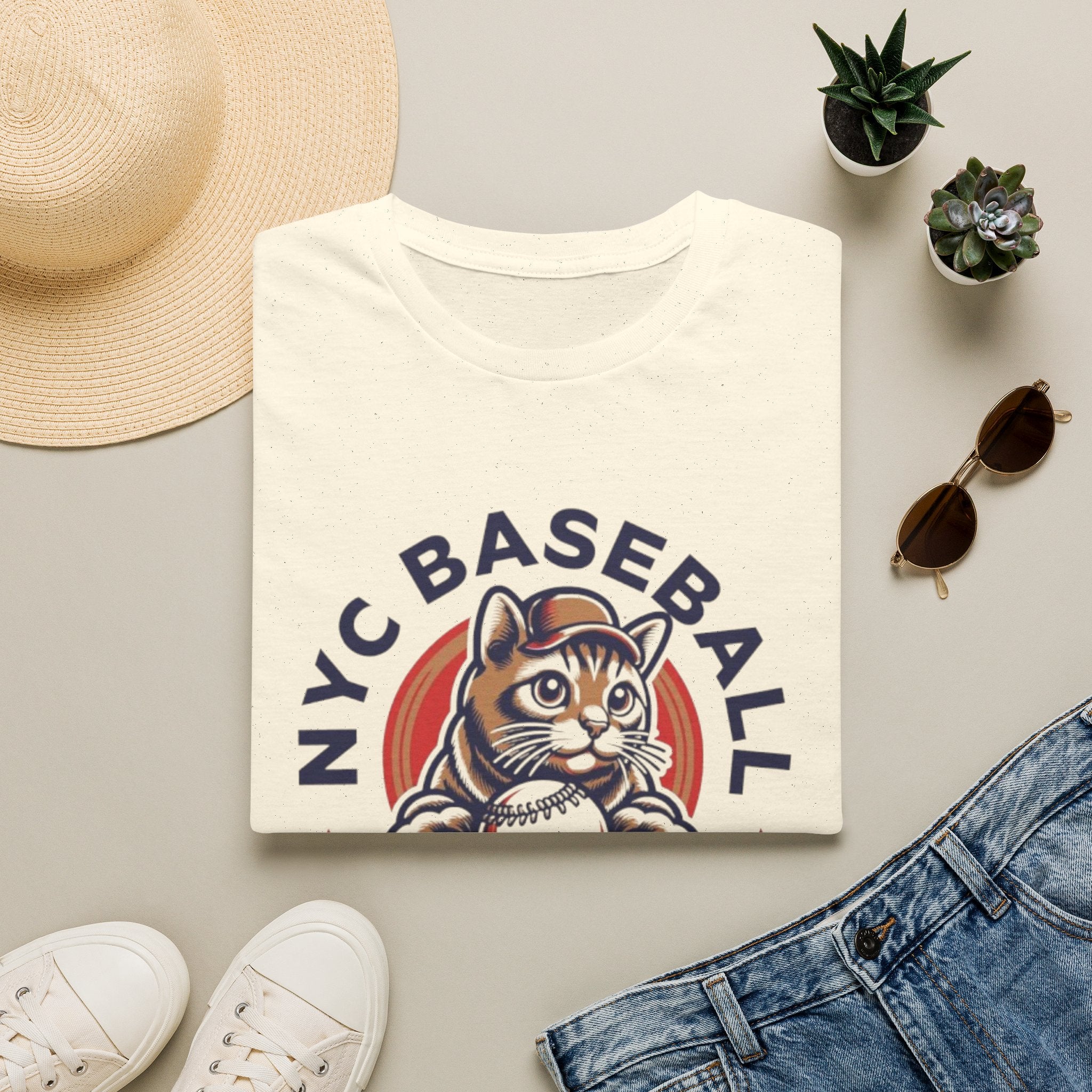 NYC Baseball Cat T‑Shirt — 'Champion' Vintage Team Tee