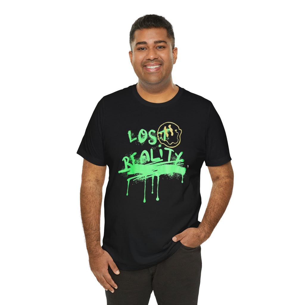 Lost Reality Graphic Tee — Neon Green Drip Streetwear Graffiti T-Shirt