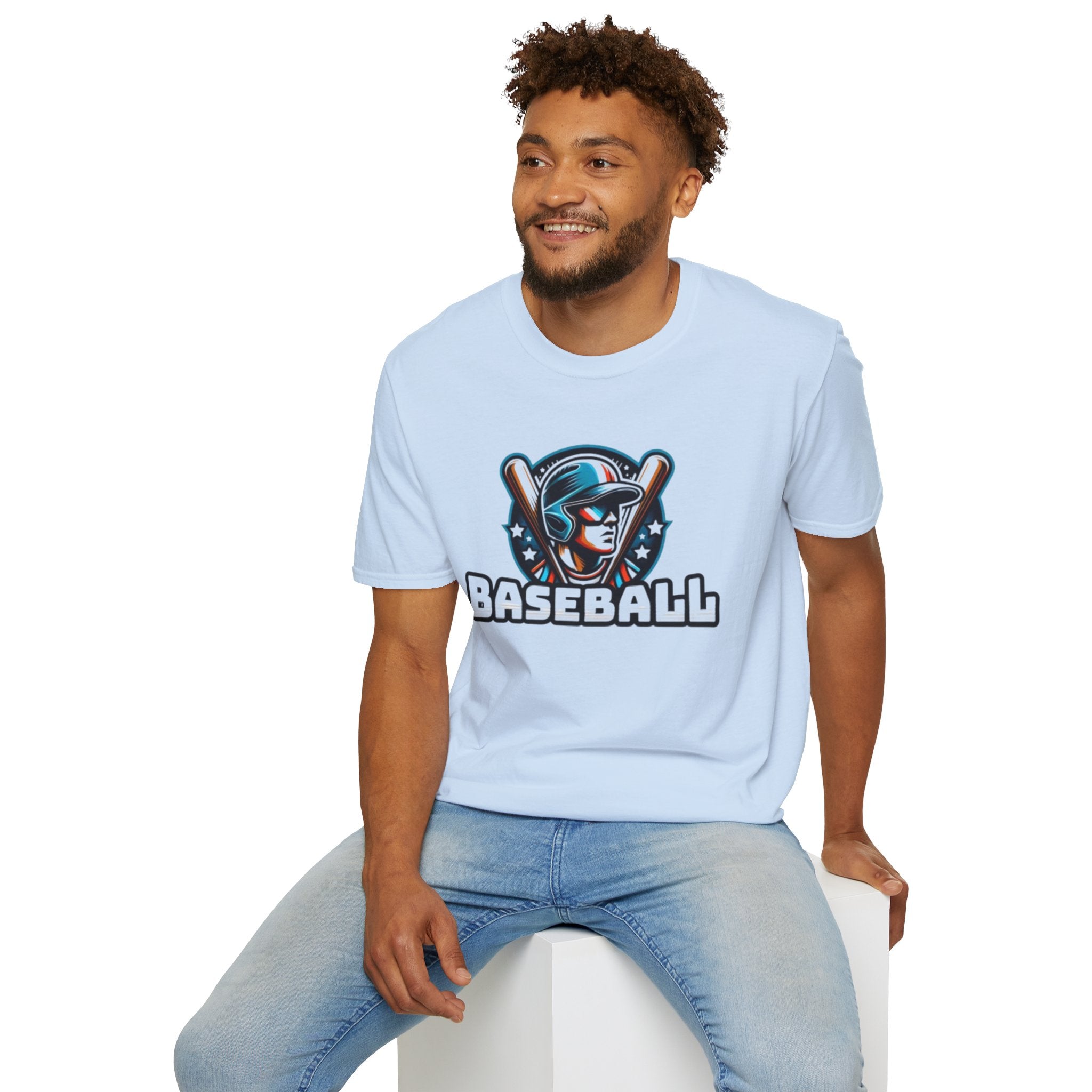 Baseball Player Graphic T-Shirt — Retro Helmet & Bats Sports Tee