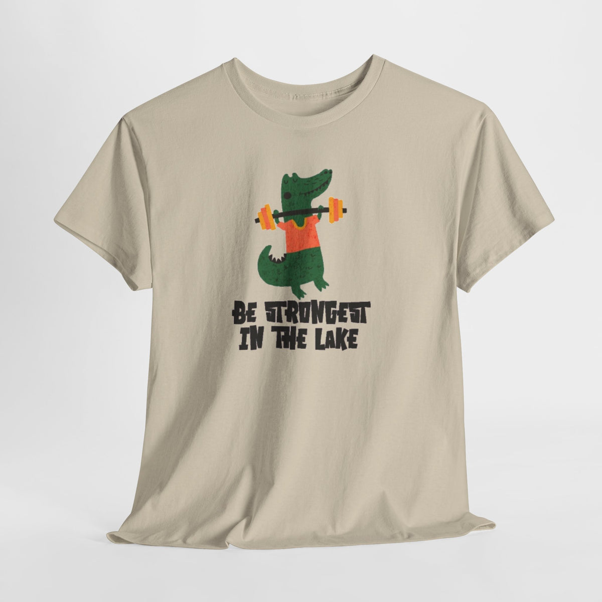 Crocodile Weightlifting Tee — "Be Strongest in the Lake" Funny Workout T-Shirt