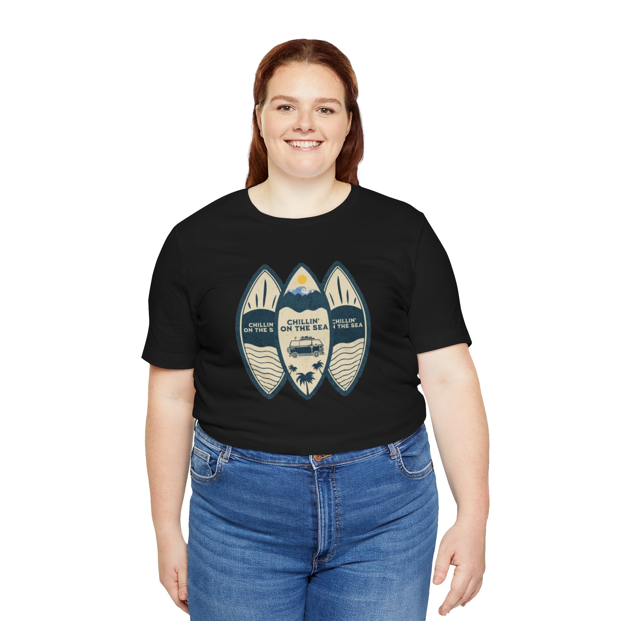 Surfboard Beach Tee — "Chillin' On The Sea" Coastal Graphic T-Shirt