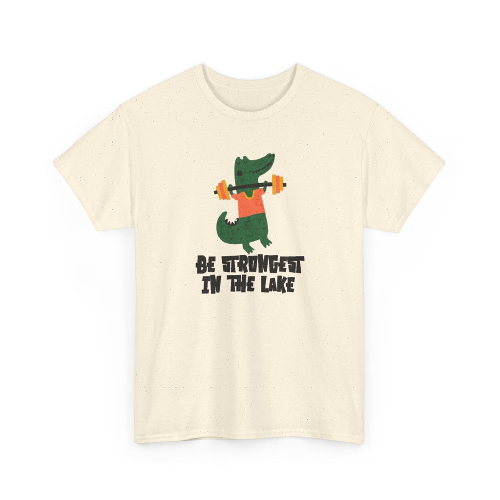 Crocodile Weightlifting Tee — "Be Strongest in the Lake" Funny Workout T-Shirt