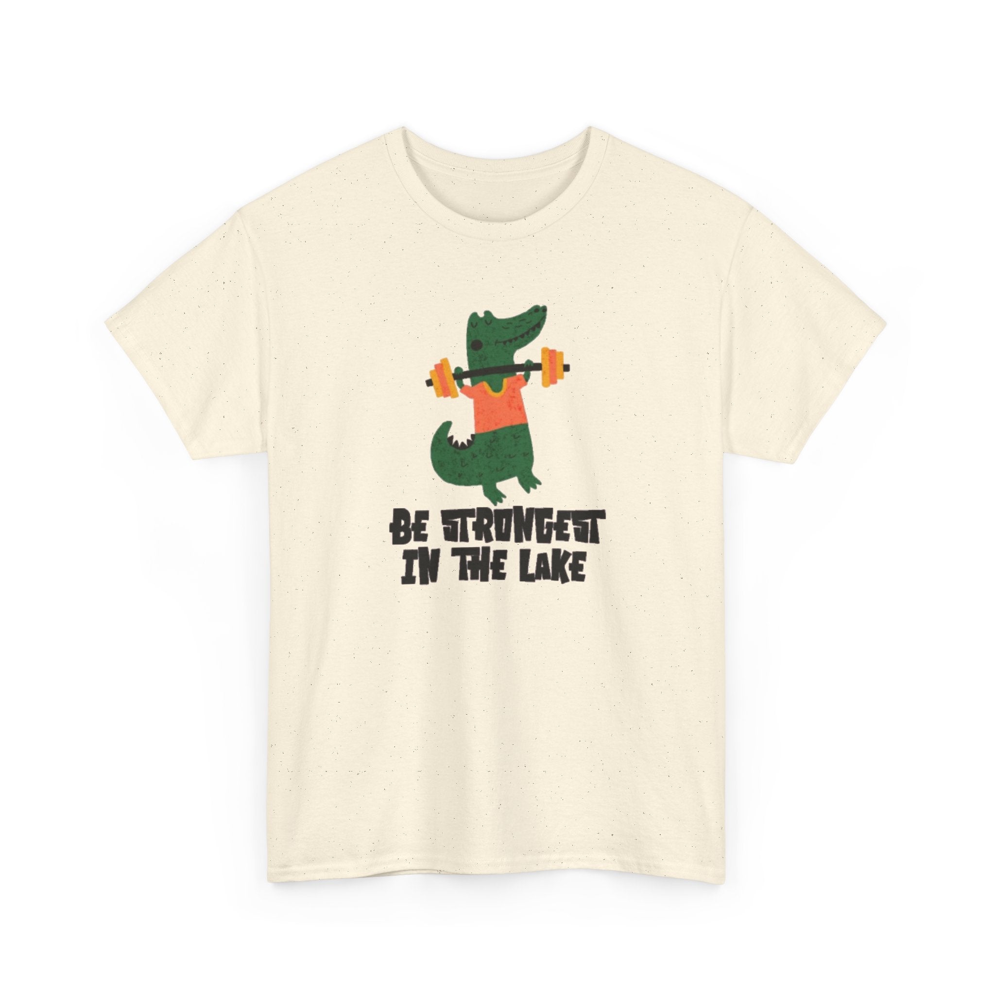 Crocodile Weightlifting Tee — "Be Strongest in the Lake" Funny Workout T-Shirt