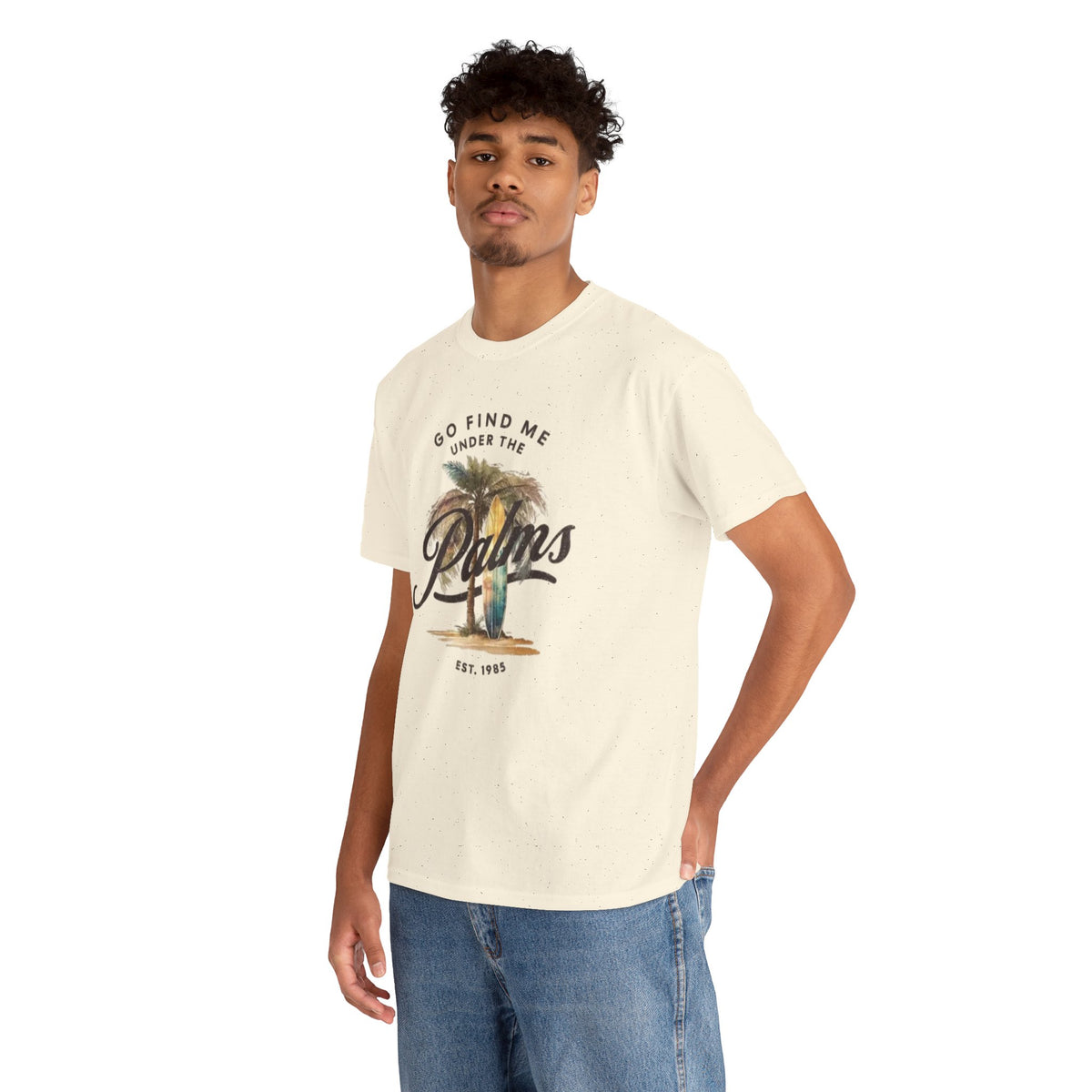 Palms Vintage Tee — "Go Find Me Under the Palms" Tropical Graphic Shirt