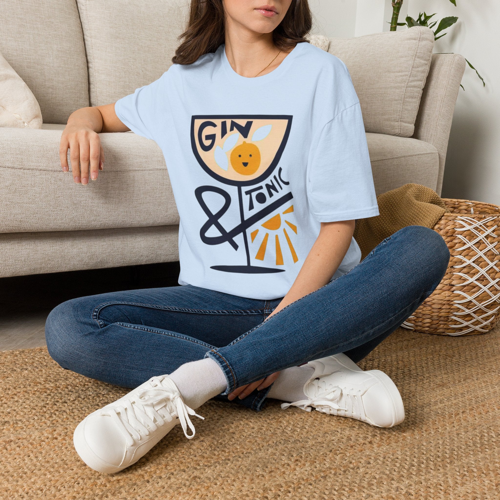 Gin & Tonic Graphic T-Shirt — Retro Cocktail Tee with Orange Slice
