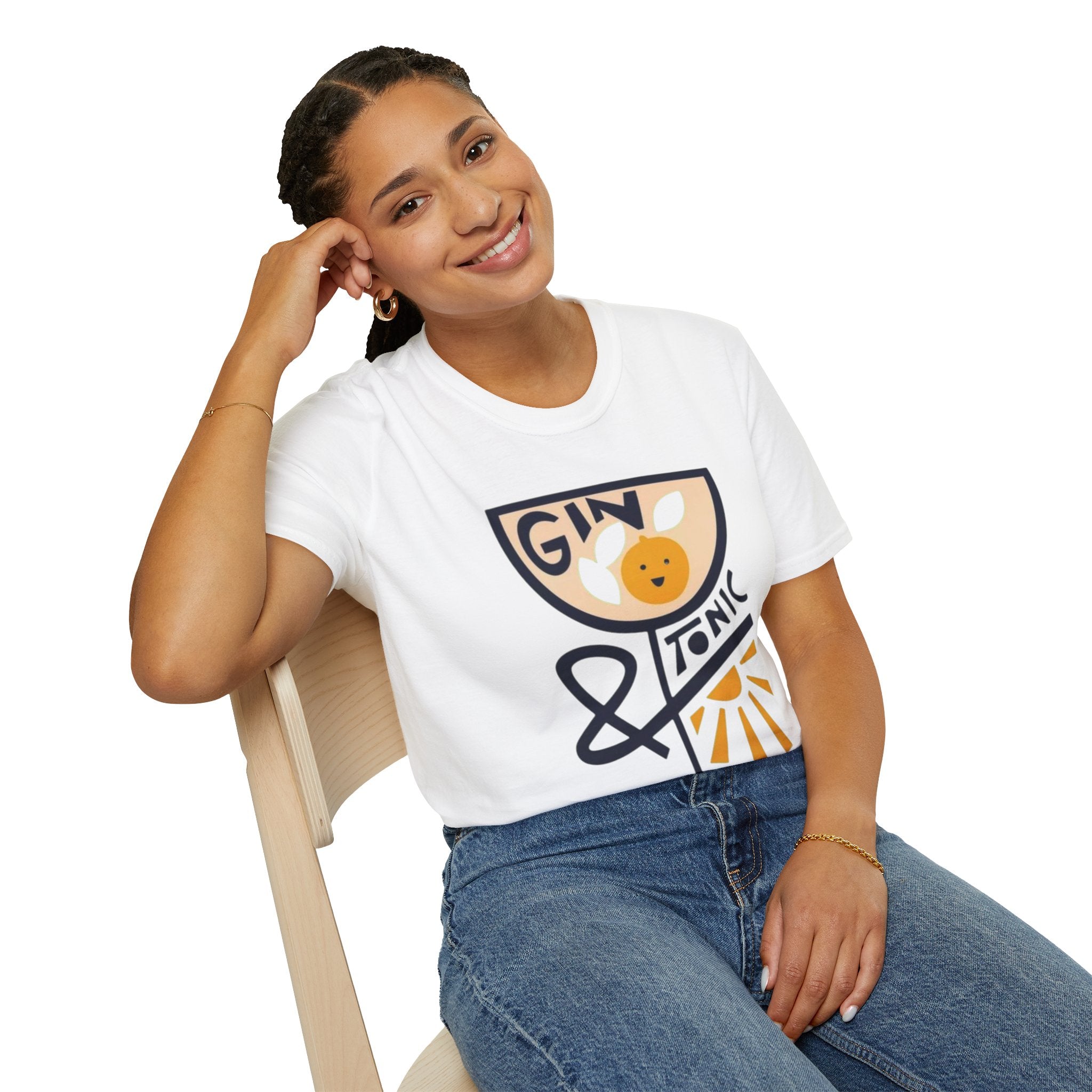 Gin & Tonic Graphic T-Shirt — Retro Cocktail Tee with Orange Slice