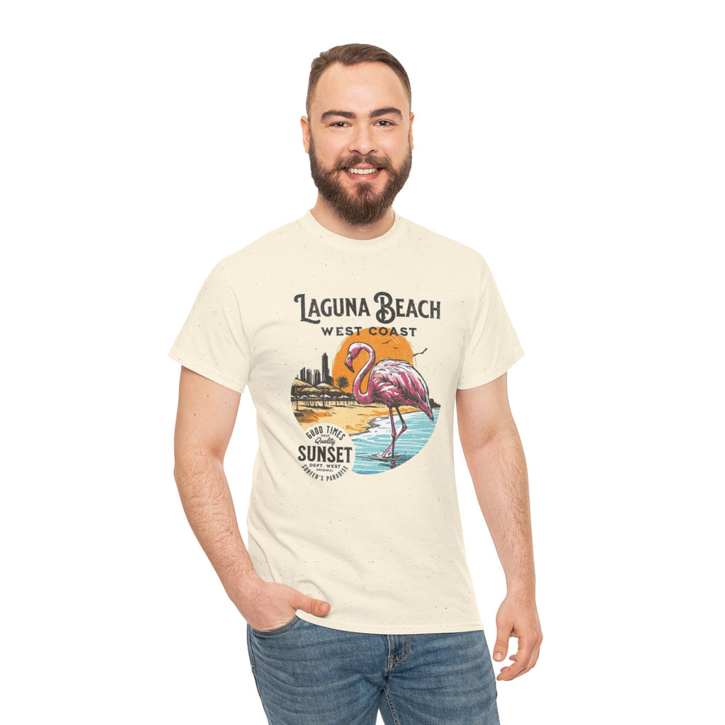 Laguna Beach West Coast Flamingo Sunset Tee