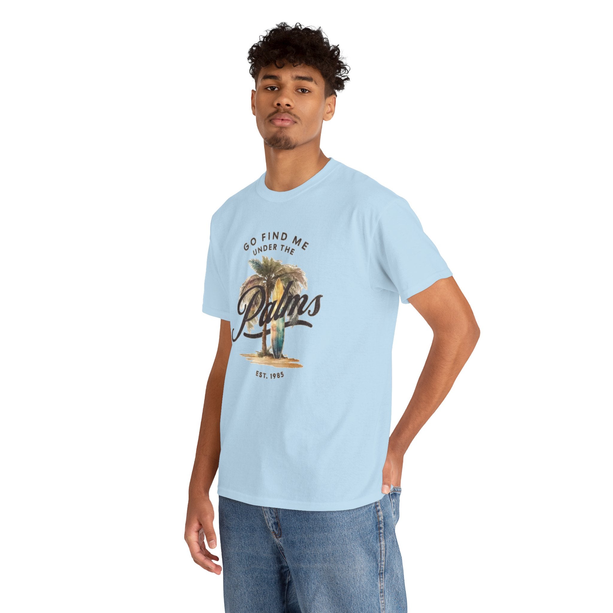 Palms Vintage Tee — "Go Find Me Under the Palms" Tropical Graphic Shirt
