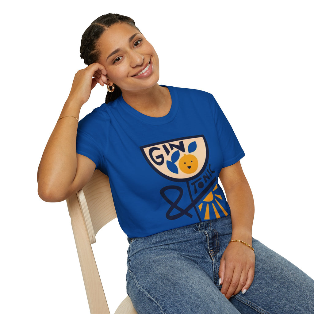Gin & Tonic Graphic T-Shirt — Retro Cocktail Tee with Orange Slice