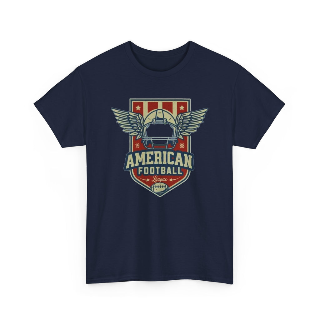 American Football Shield Tee — Vintage Helmet & Wings Graphic